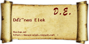 Dénes Elek névjegykártya